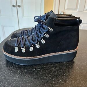 Free People Suede Durango Black Platform Hiker Boots - Size 9